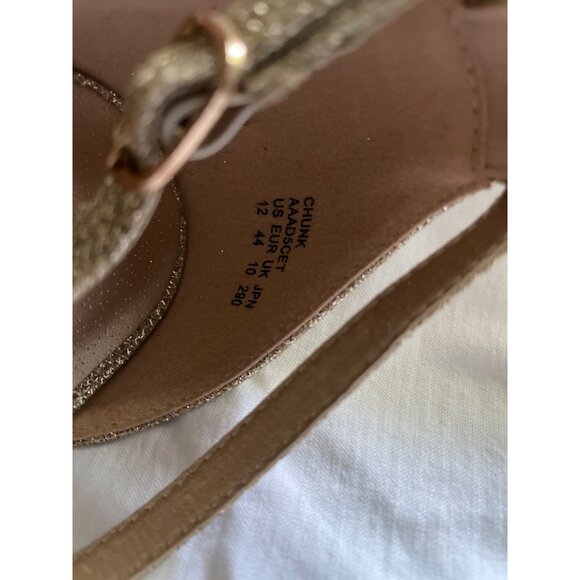 Gold Glitter Chunky Heel Sandals With Ankle Strap Womens Size 12 - Picture 4 of 7